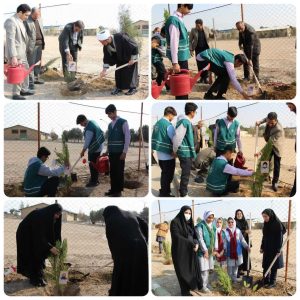 غرس نهال در هنرستان شهید بهرامی سمنان