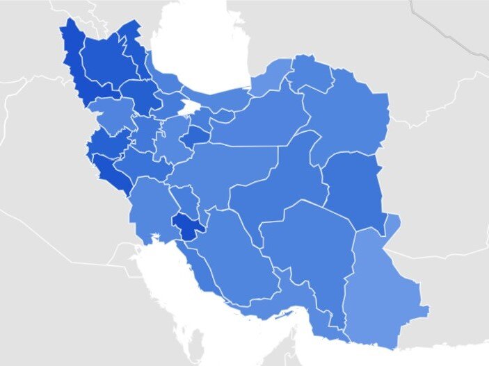 توجه نسبی کاربران استان ها به مسعود پزشکیان