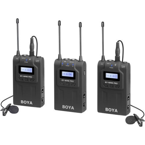 برسی میکروفن یقه ای بویا BOYA BY-WM8 Pro-K2 UHF Dual-Channel Wireless Lavalier System