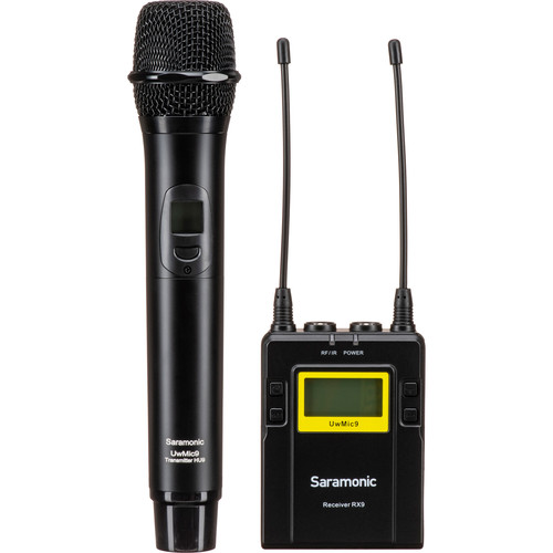 برسی کیت میکروفن دستی سارامونیک Saramonic UwMic9 Camera-Mount Wireless Cardioid Handheld Microphone System:RX9+HU9