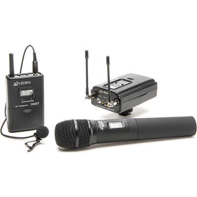 برسی Azden 330LH UHF On-Camera Handheld & Bodypack System