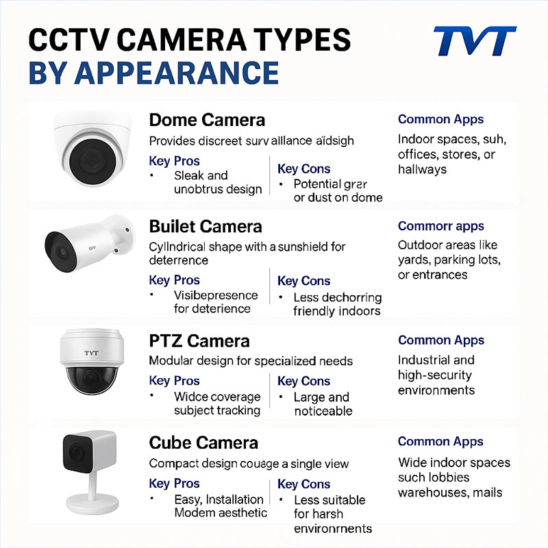 دوربین | دوربین مداربسته انواع دوربین مداربسته از نظر شکل ظاهری